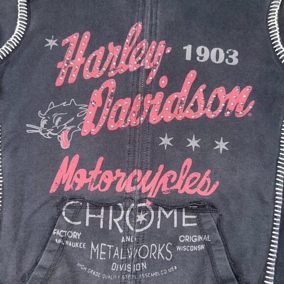 Rare Y2K Harley-Davidson studded zip-up hoodie (women’s large) - Picture 6 of 7